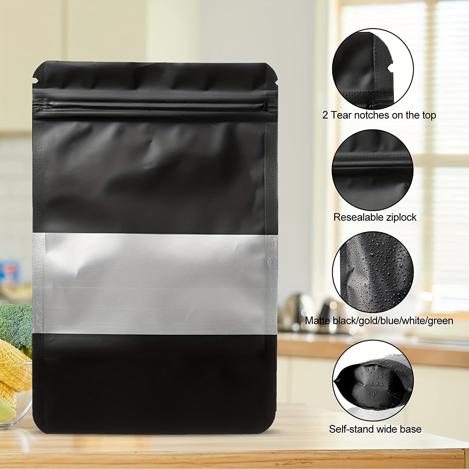 Matte Black Smell Proof Mylar Zip Lock Bags Perfect For Cat - Temu