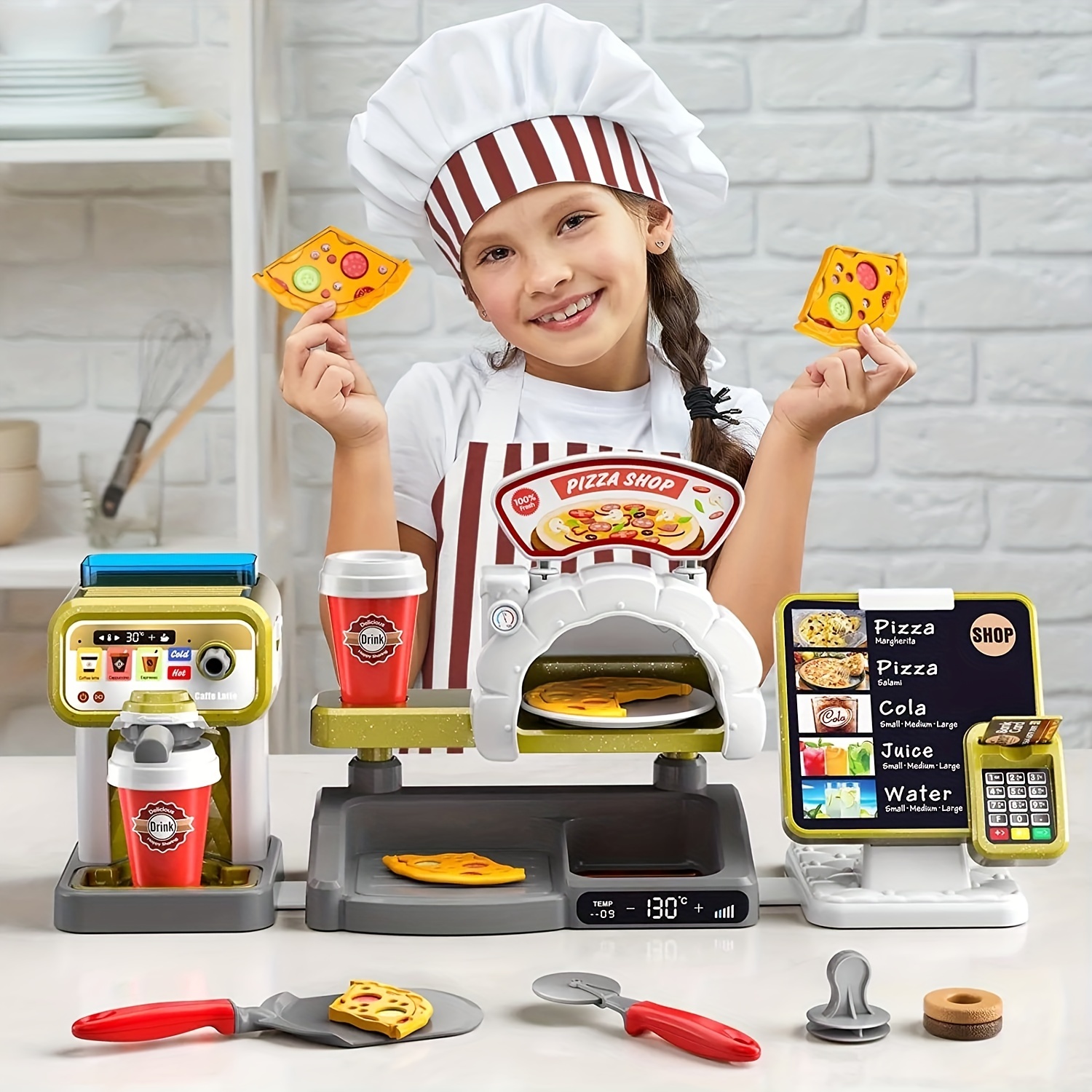Kit de cuisine pour enfants avec tablier, chapeau de chef, fournitures de  cuisine, ustensiles de cuisine et recettes, 28pcs