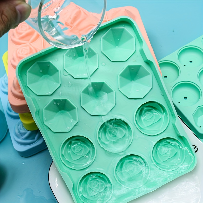 1 molde para cubitos de hielo de silicona azul, bandeja para