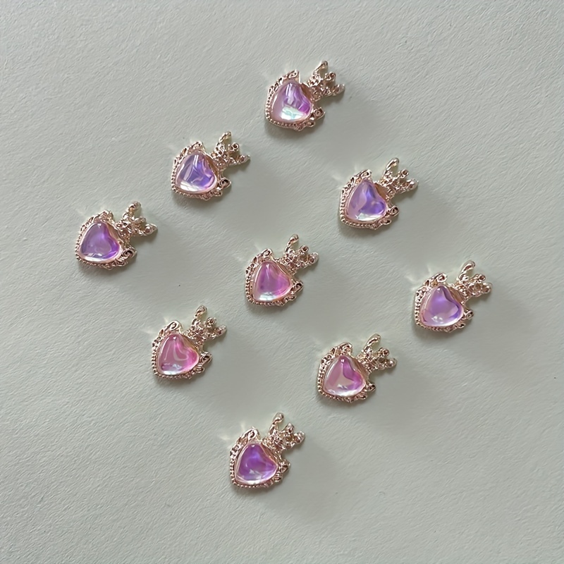 5 Pcs Crown Heart Nail Art Decorations Alloy Nail Jewels Nail Rhinestone  Crystal Gem Charms For Nails Design Nail Art Accessories