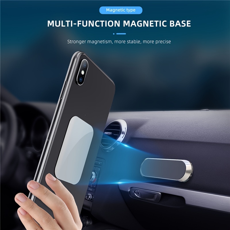 Magnetic Car Phone Holder Dashboard Mini Strip Shape Stand For Iphone Xiaom  Google LG Metal Strong Magnet GPS Car Mount Mobile Phone Kickstand