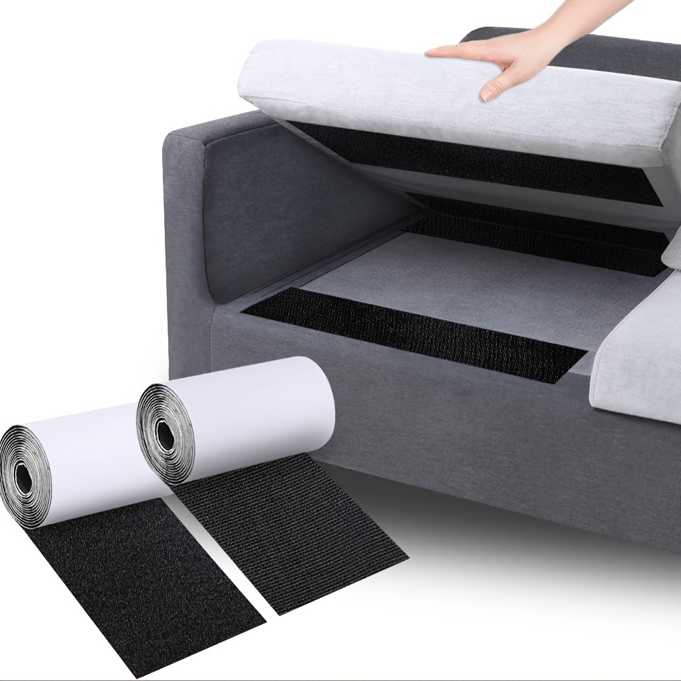 Secure Your Sofa Cushions with Double-Sided Hook and Loop Straps - 4IN x  10FT Heavy-Duty Adhesive Strips!