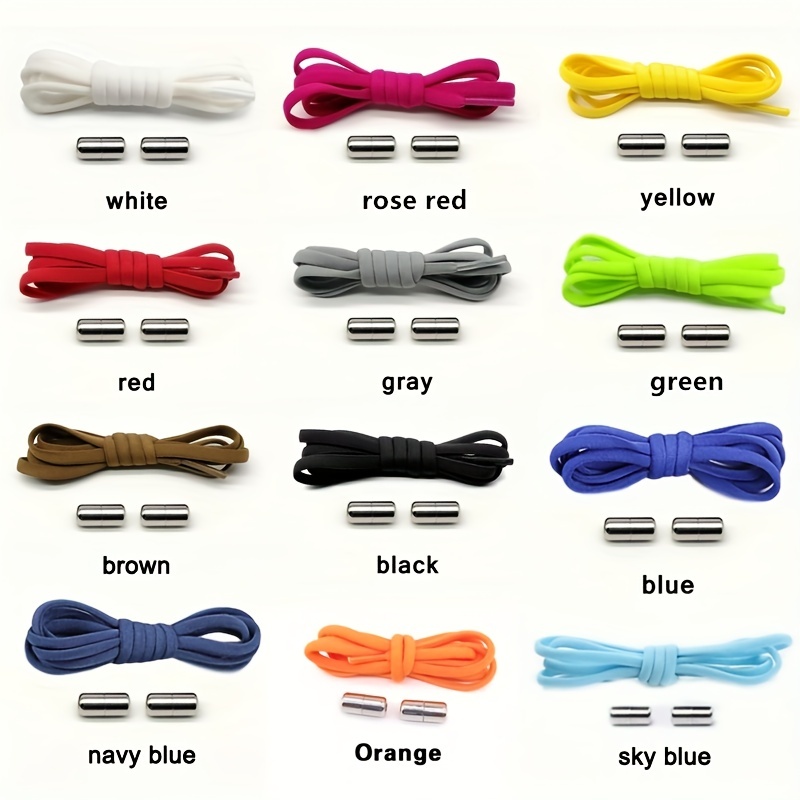 12 colors Elastic No-Tie Shoelaces with Magnetic Metal Lock – Rare