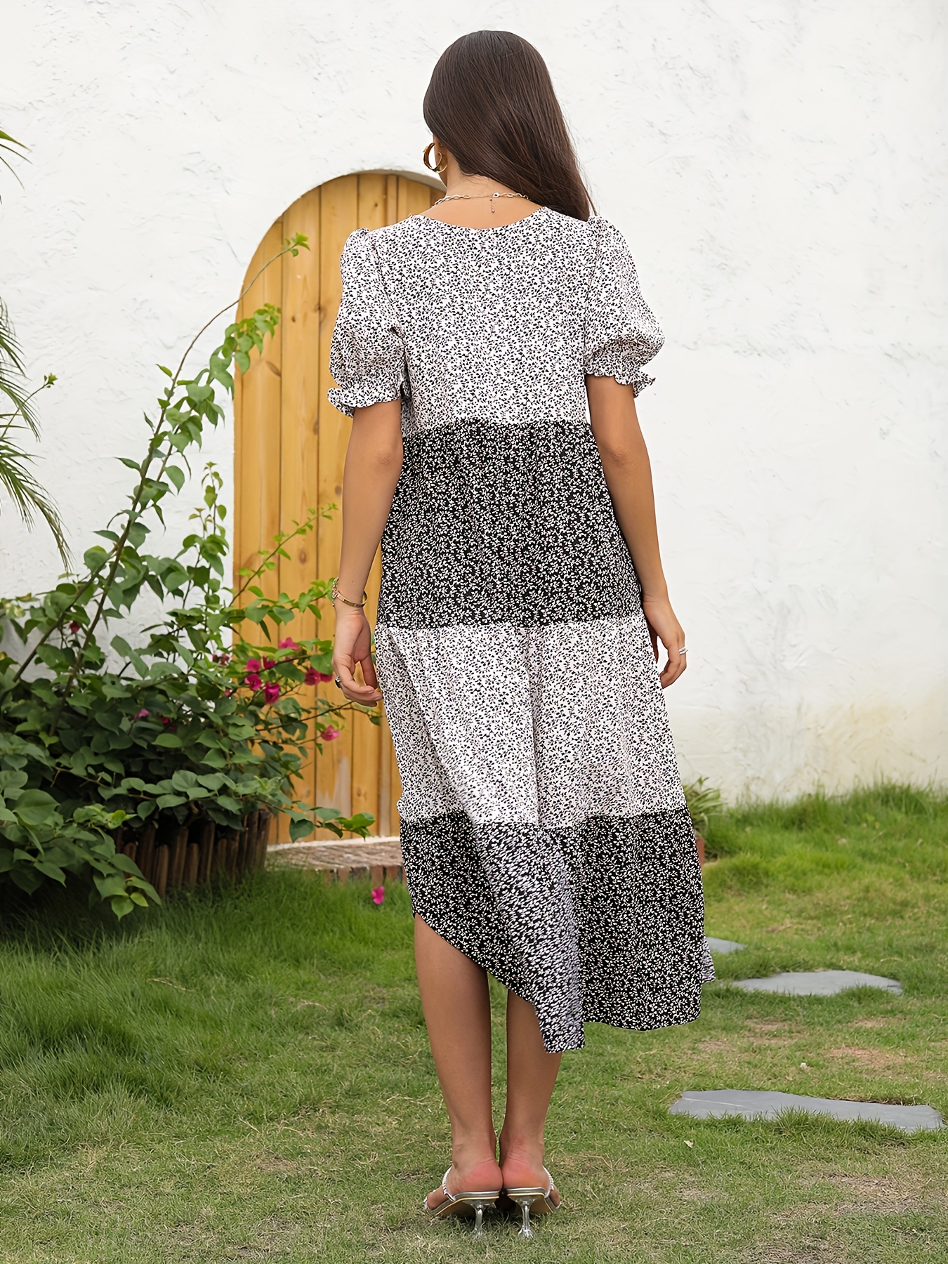 Black and white store ditsy print dress