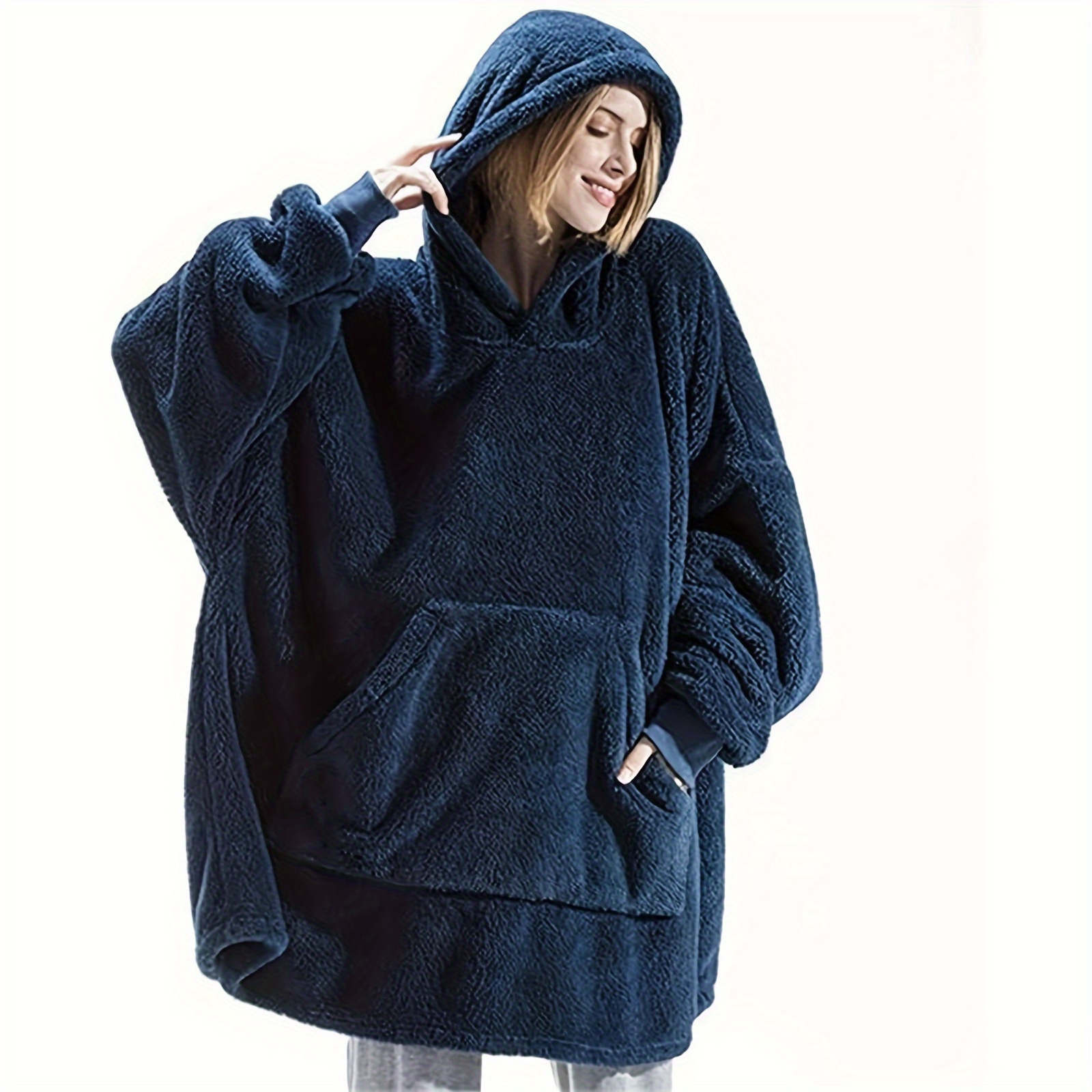 BLANKET HOODIE WITH Zipper Flannel Wearable Blanket Warm Cozy Blanket NuOJA  $56.32 - PicClick AU