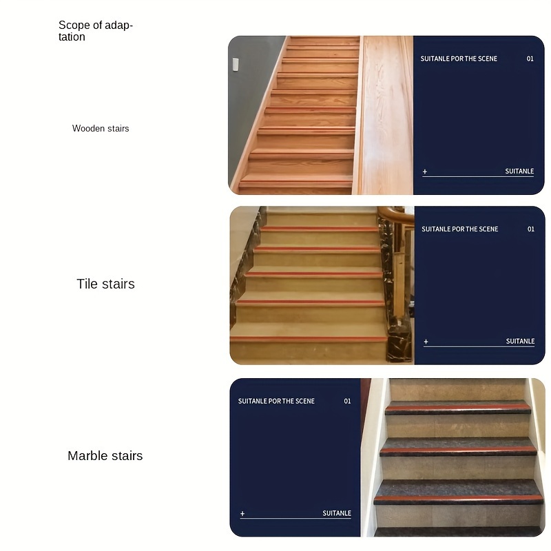 GOGAGO Protecteur de Bord d'escalier en Forme de L, Nez de Marche en  Vinyle, Bordure d'escalier Auto-adhésive, antidérapante et imperméable, 60  × 30