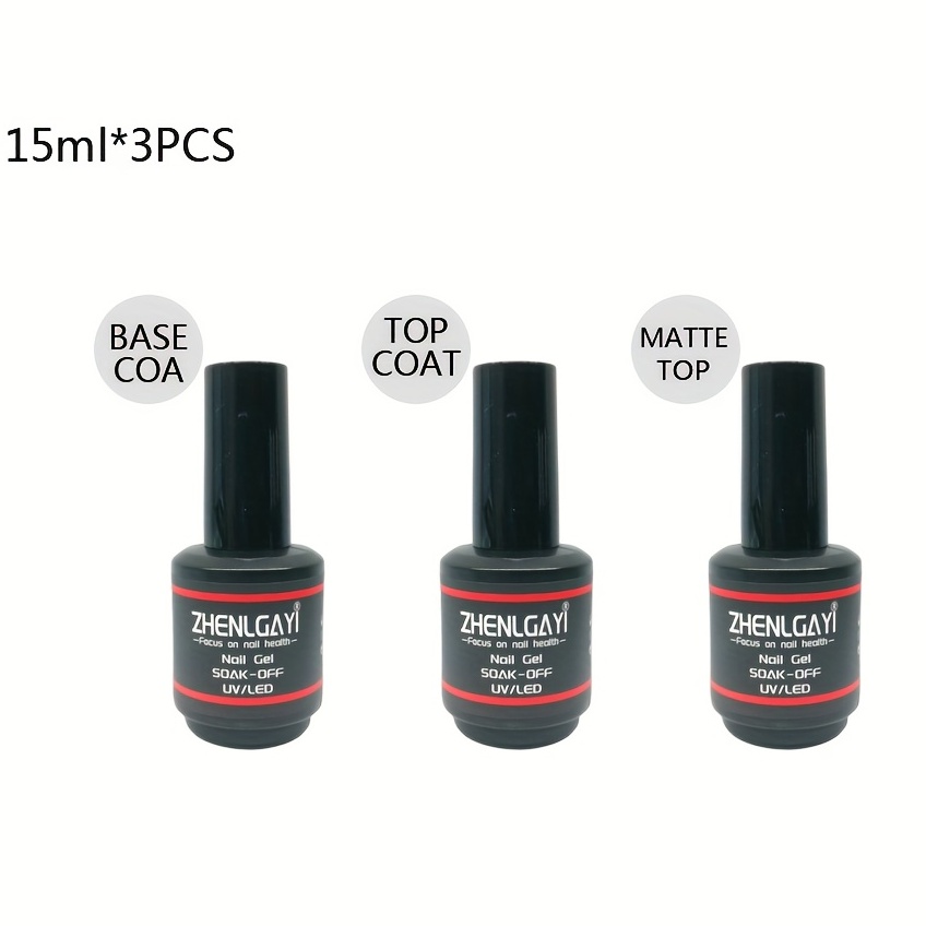 3pcs Long Lasting Top Coats Set for DIY Nail Polish 15ml