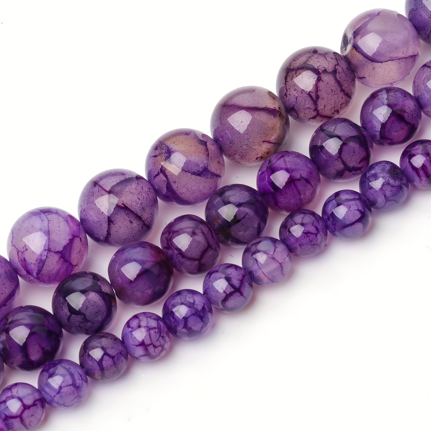 Natural Stone Beads Purple Frost Cracked Dragon Veins Agates - Temu