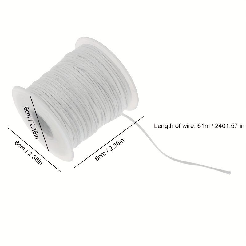 1 Roll 61 Meter Pre Waxed Wicks Candle Making Material DIY Cotton 18  Strands Braided Candle Wick Spool for DIY Candle (White) 