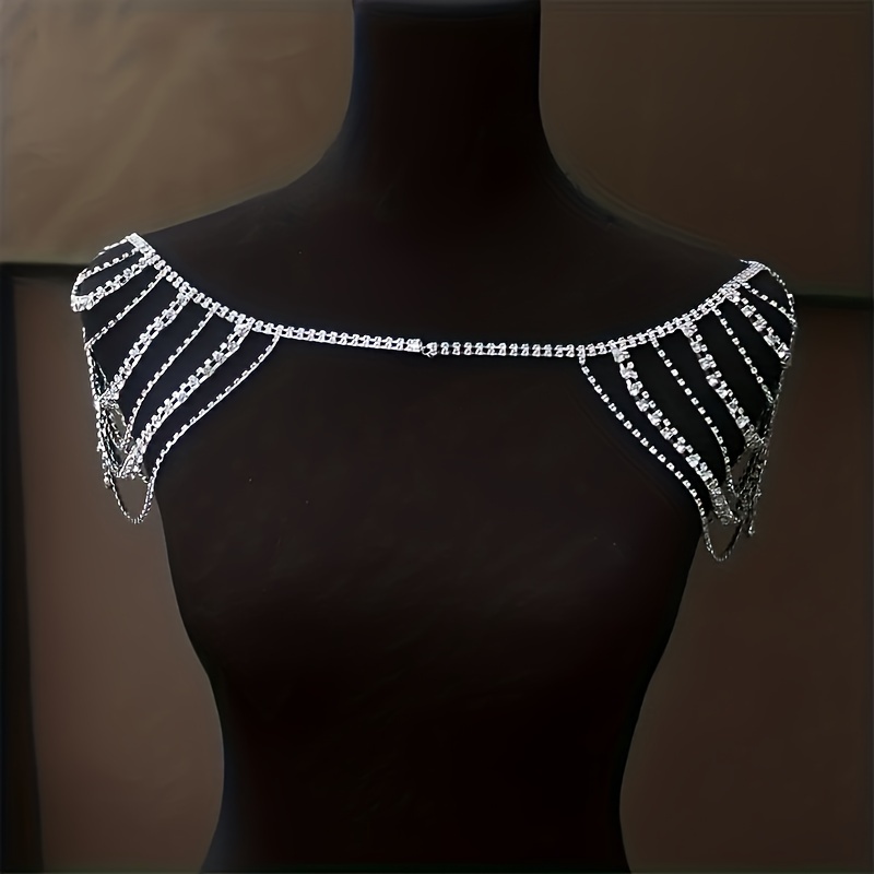 Multi Layered Tassel Silver Body Chain Belt For Women Shiny Mesh