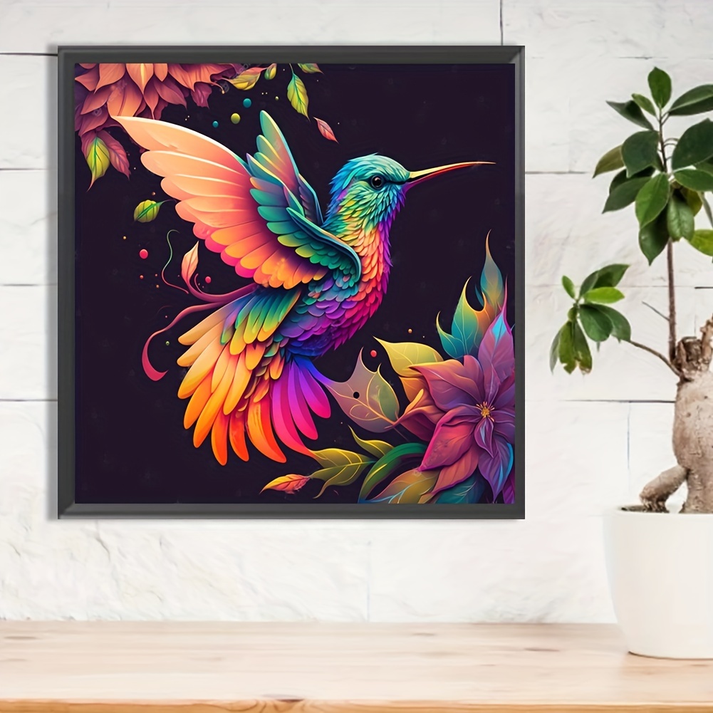 Large Size Without Frame Diy 5d Diamond Colorful Hummingbird - Temu