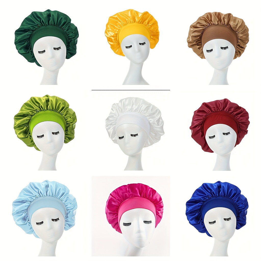 Bonnet En Satin Pour Cheveux Bouclés, 1 Pièce, Bonnet Soyeux Pour Cheveux  Bouclés, Grand Bonnet De Nuit Avec Large Bande Pour Filles Et Femmes, Mode  en ligne