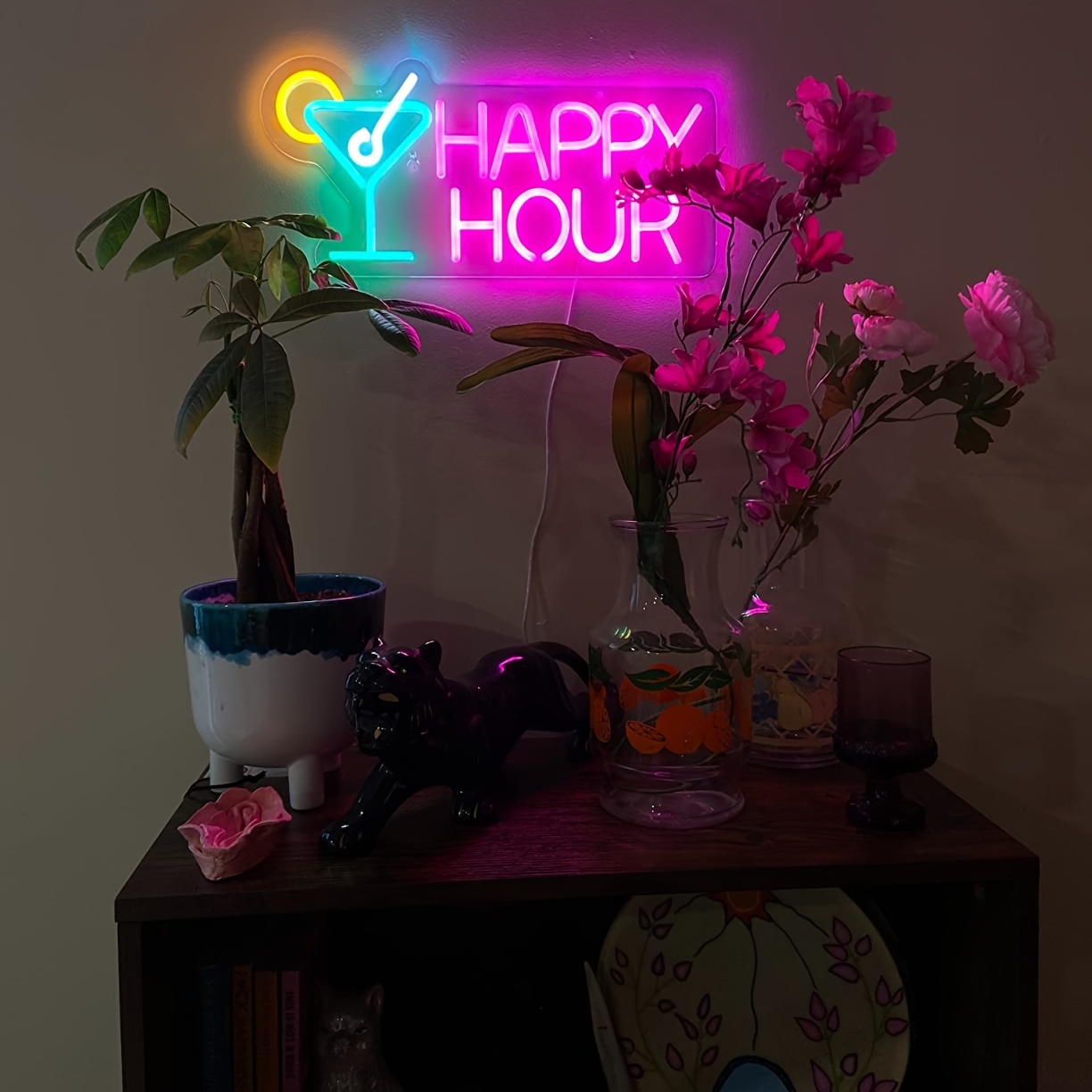 Cocktails Happy Hour Neon Sign for wall décor with Dimmable Switch LED Neon  Signs Bedroom Beer Bar Neon Light Sign Hotel Party Club Office Art Lights.  : : Lighting