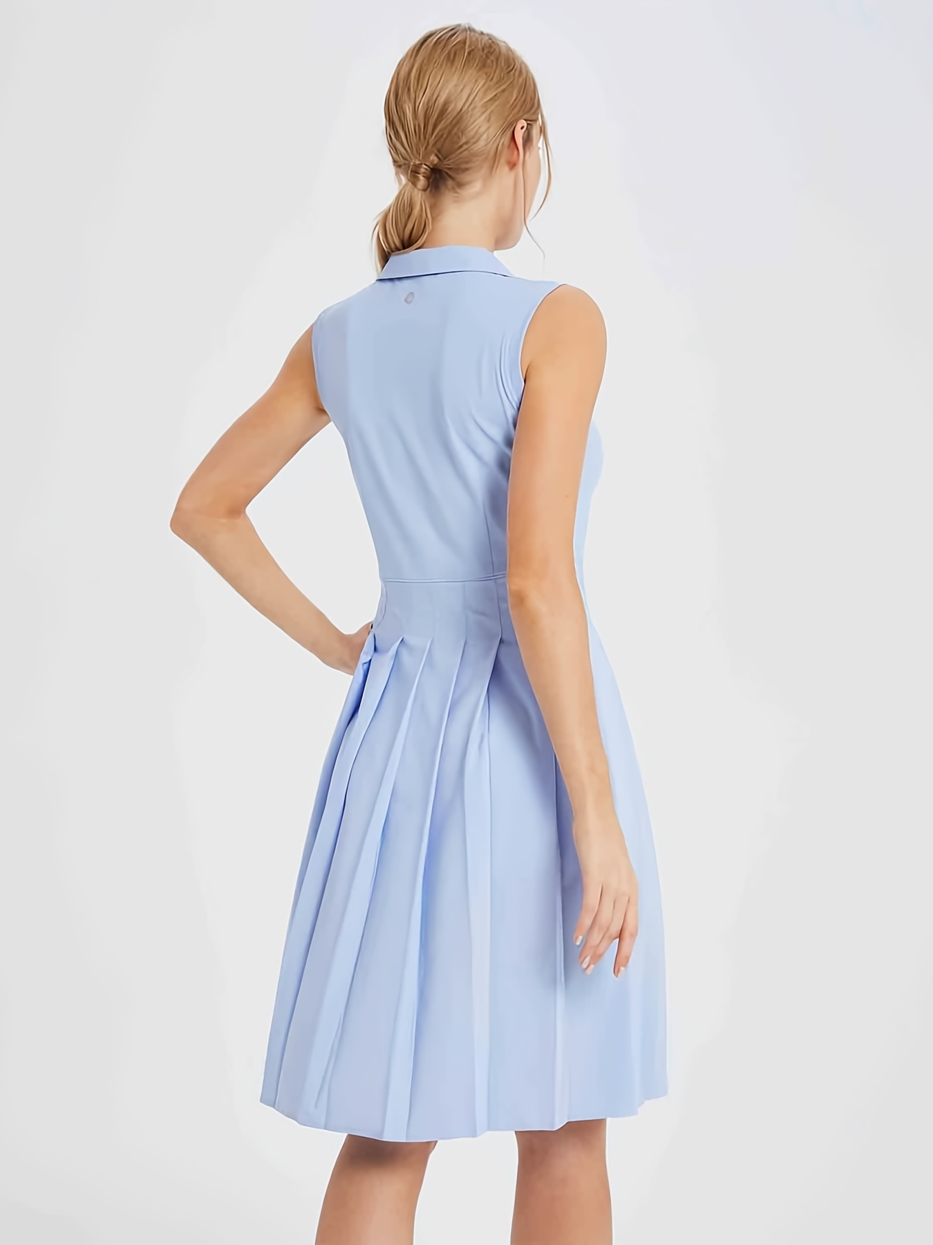 * Women's UPF 50+ Sleeveless Golf Dress with Elegant Pleats and Stretch  Fabric