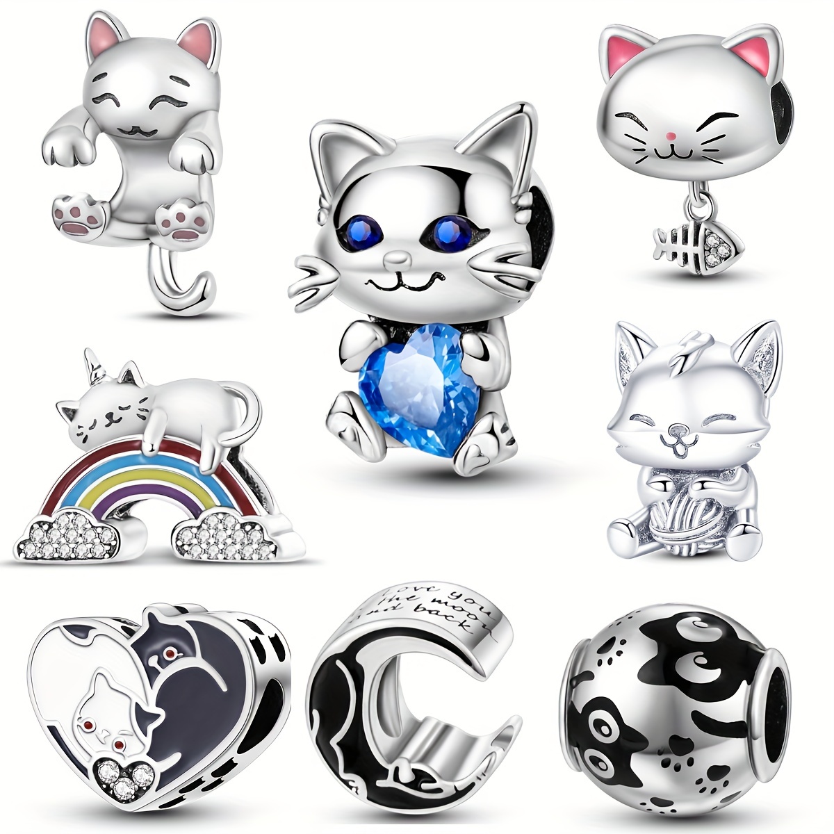15/10pcs Mix Cat Charms Handmade Craft Pendant Making Vintage Silver Color  Lovely Cat Series Charms DIY For Bracelet Necklace Earring Small Business S