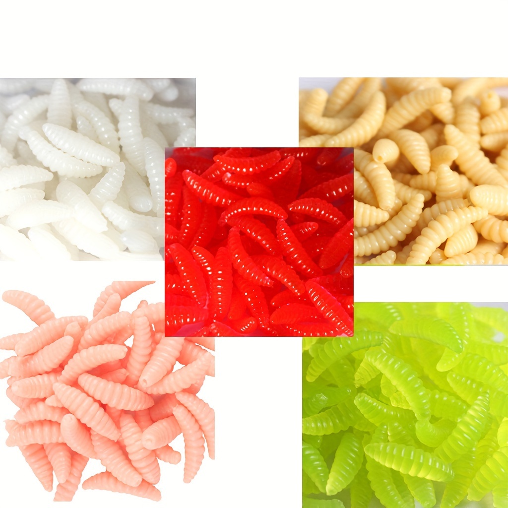 

50pcs Bionic Mini Maggots, Artificial Soft Worms, Fishing Accessories (random Color), Assorted Varieties