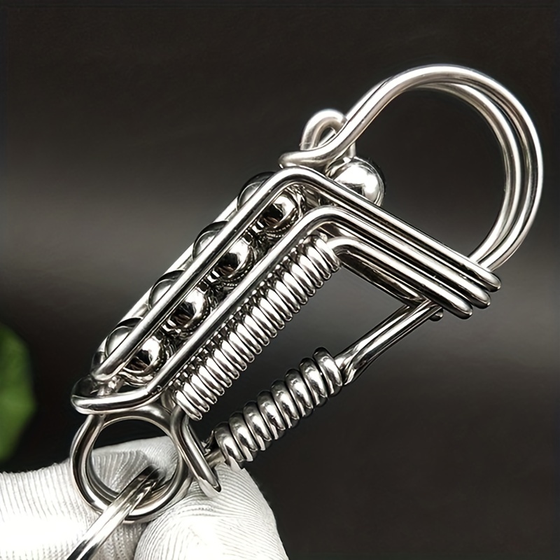 

Stainless Steel Handicraft Key Buckle For Men, Engraved Matte Bead Trinket Car Keyring, Mechanical Style Keychain, Small Decoration, Ideal Choice For Gifts