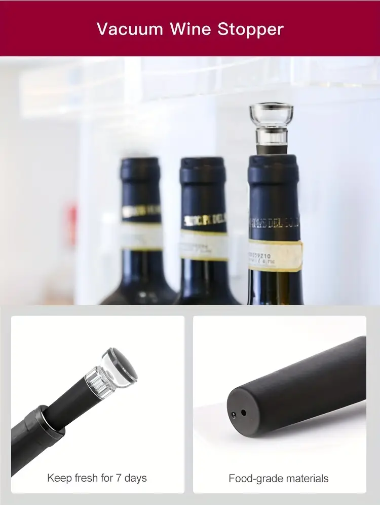 1pc electric wine opener set with charging automatic grape wine opener spiral corkscrew cork opener vacuum preservation stopper wine pourer wine tool set details 3