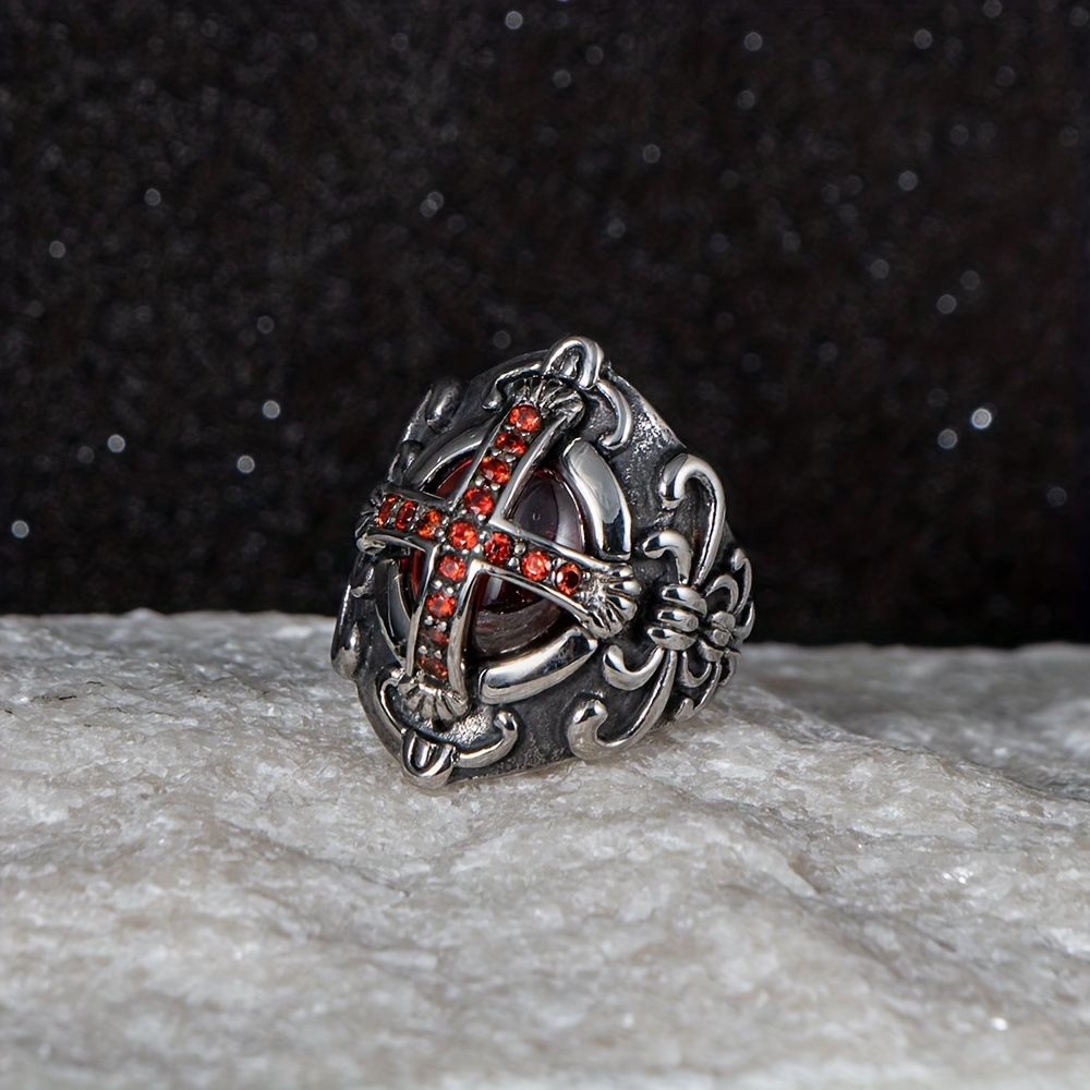 ring 304 stainless steel gothic cross ring - Temu