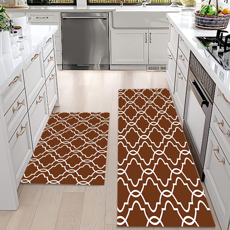 Kitchen Mat Rug for Floor,Kitchen Floor Mats 2PCS Cushion Anti Fatigue  Comfort Mat for Home and Standing Desk (Brown)