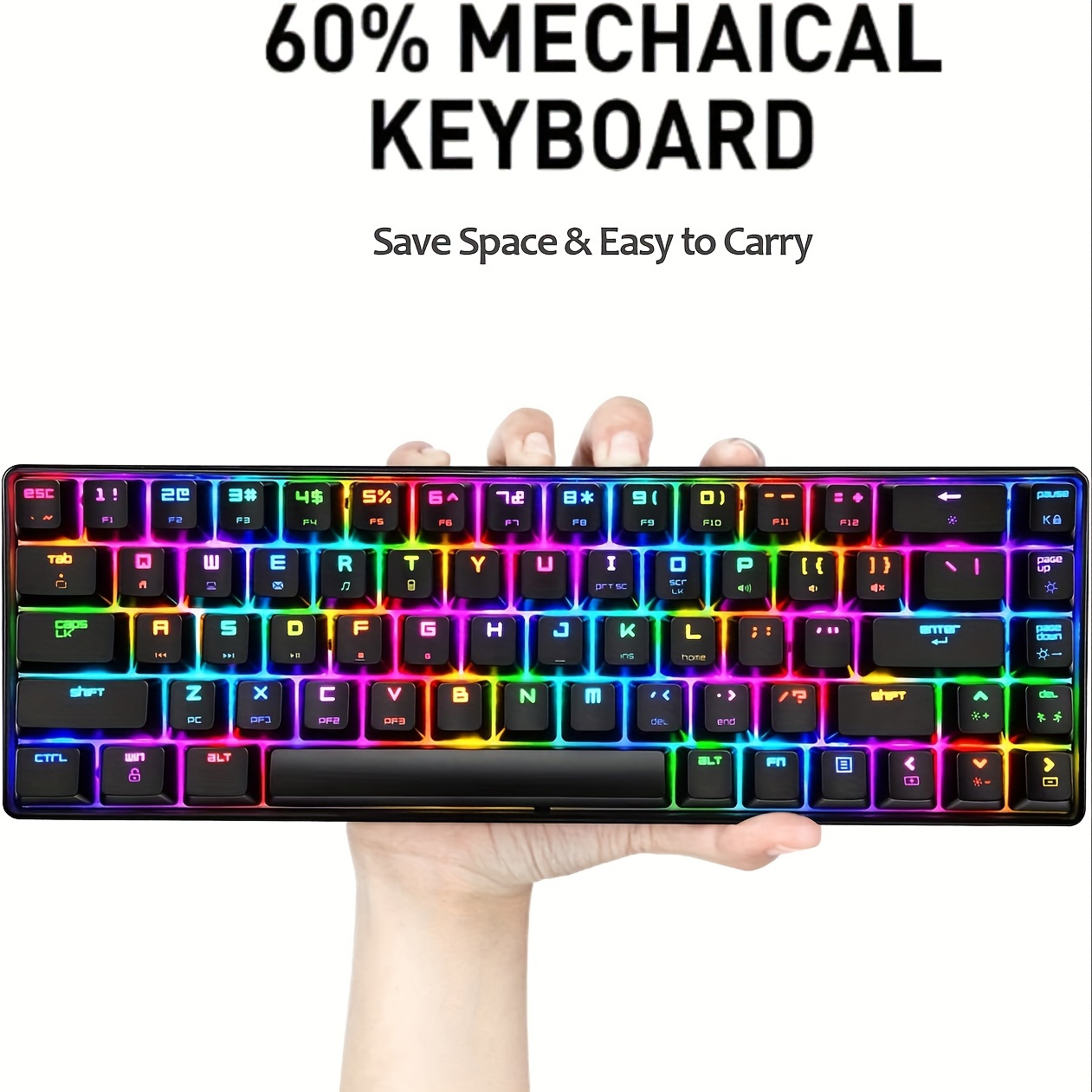 60% Mechanical Gaming Keyboard Compact 68 Keys Mini - Temu