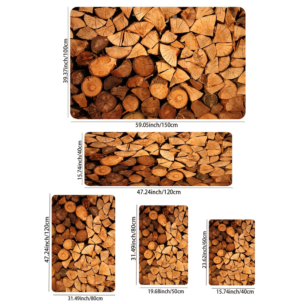 Creative Firewood Pile Pattern Strip Floor Mat Soft Non slip - Temu