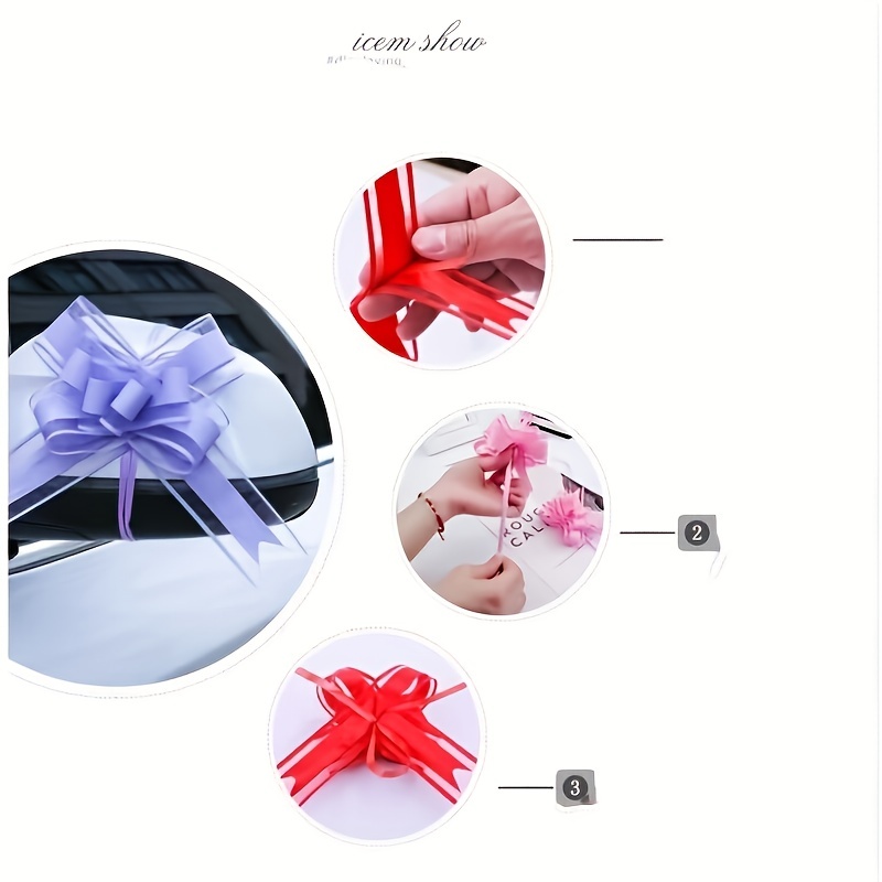 Farfi 10Pcs Pull Bow Ribbon Delicate Decorative Romantic Car Party DIY  Festive Pull Flower for Gift Packing (Pink)