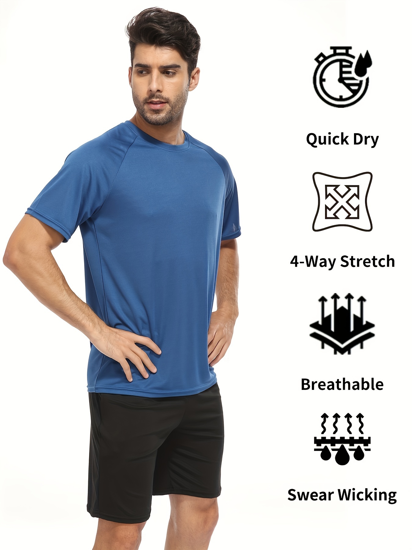 3pcs Men's Compression Shirts Short Sleeve Moisture Wicking Baselayer