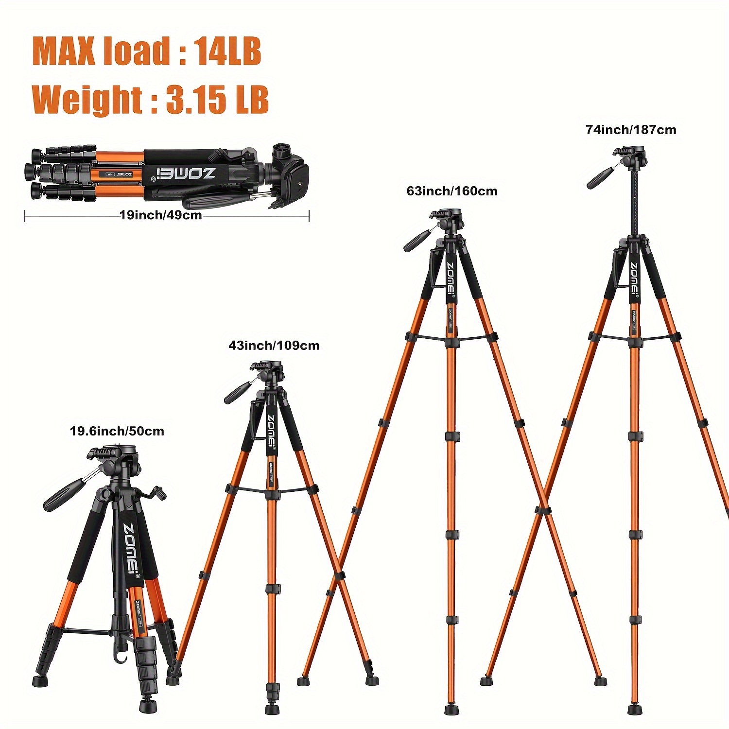 Lightweight Dslr Tripod Camera Stand With Detachable Head - Temu