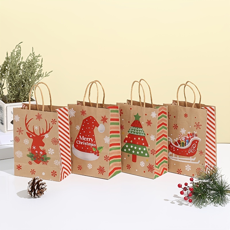 8 pzas Bolsas Regalo Navidad 8 Sacos Papel Kraft Diseños - Temu Spain