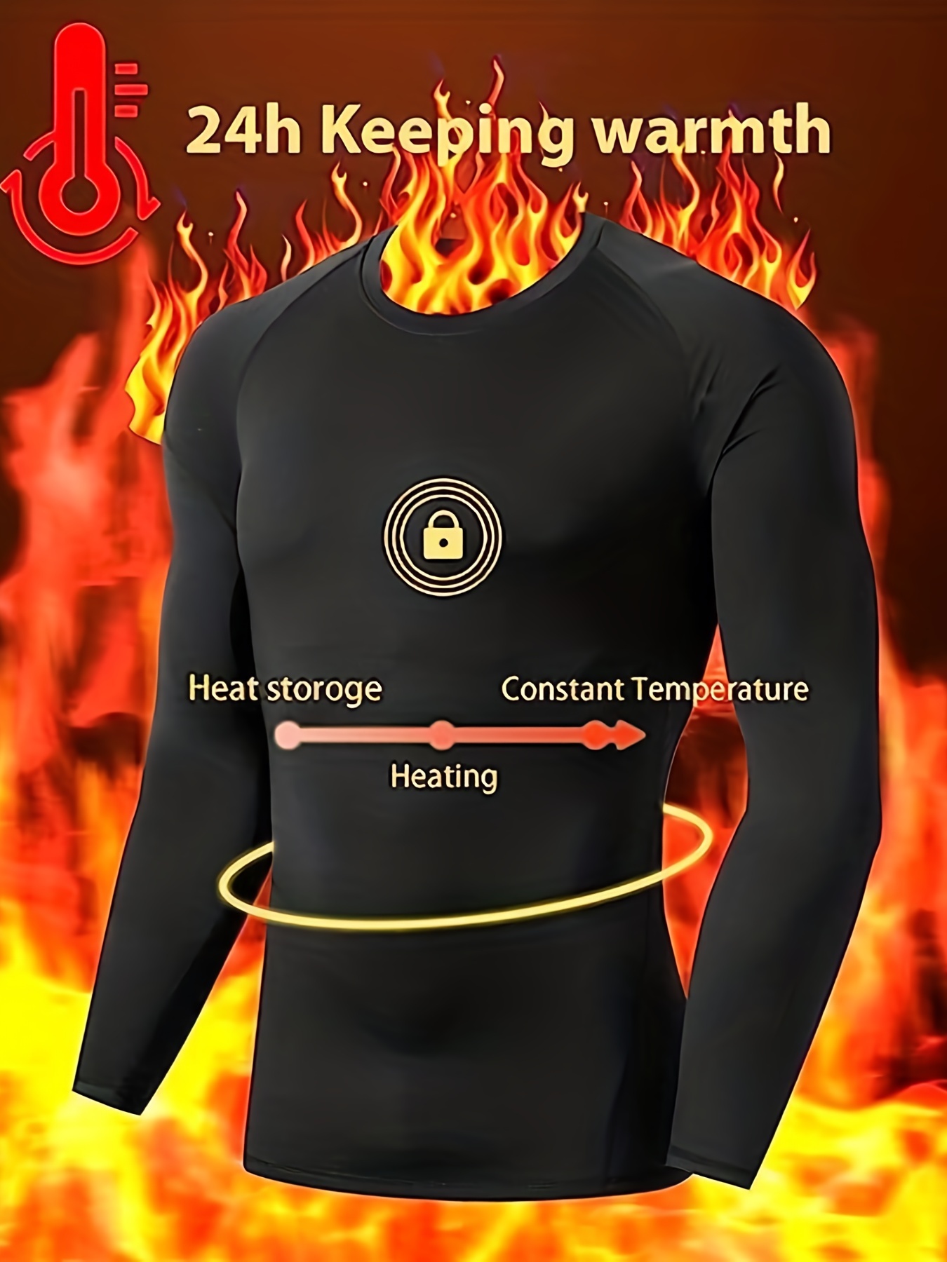 Men's Thermals Long Sleeve Undershirt Warm Fleece Lined Base Layer