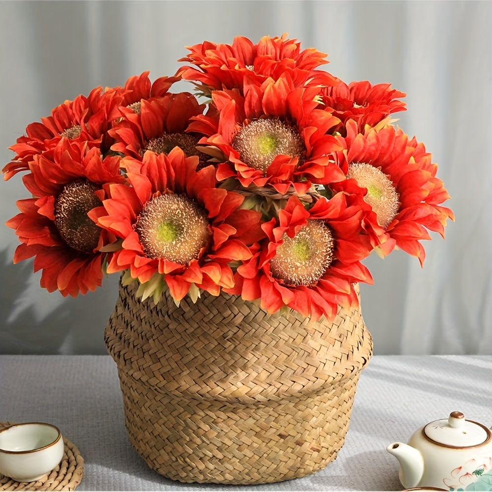 Sunflowers Artificial Flowers With Stems Realistic Silk - Temu