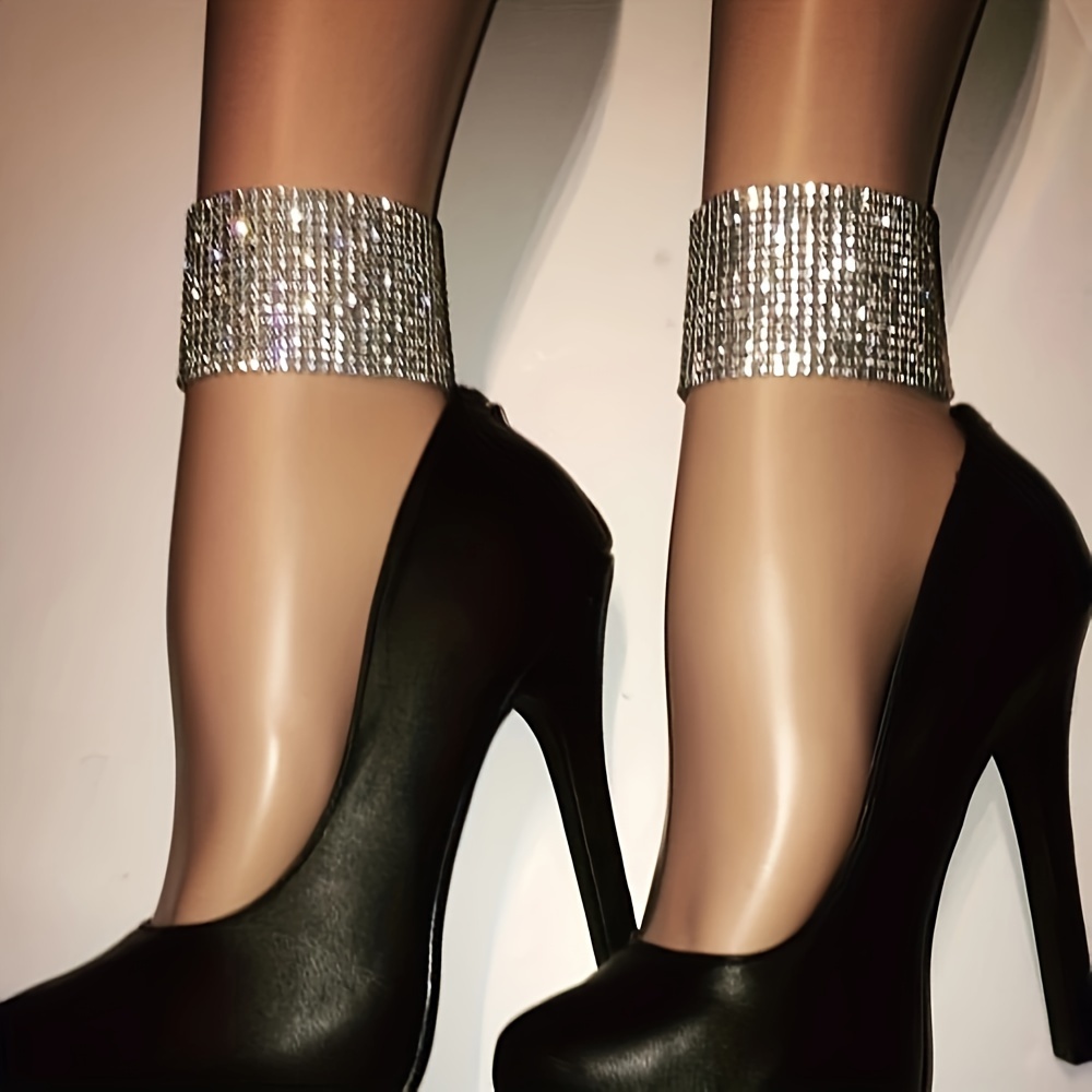 

Full Rhinestone Anklet Sparkly Adjustable High Heel Ankle Bracelet 13 Rows Of Rhinestones Anklet For Nightclub Graduation Prom Costume Summer Beach Jewelry Anklet