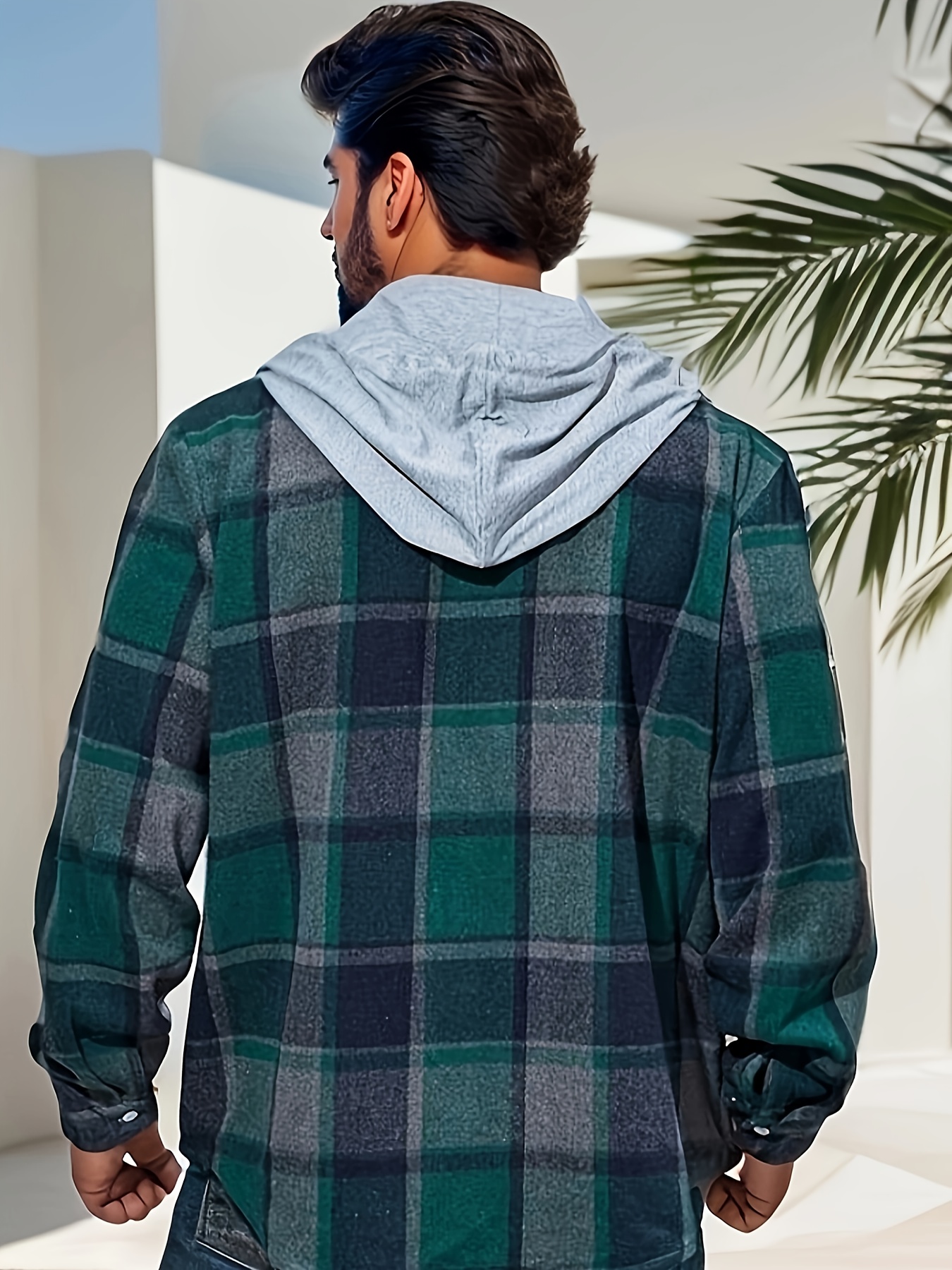 Plus Size Men's Plaid Hooded Sweatshirt & Sweatpants Set For Autumn/winter, Men's  Clothing - Temu Finland