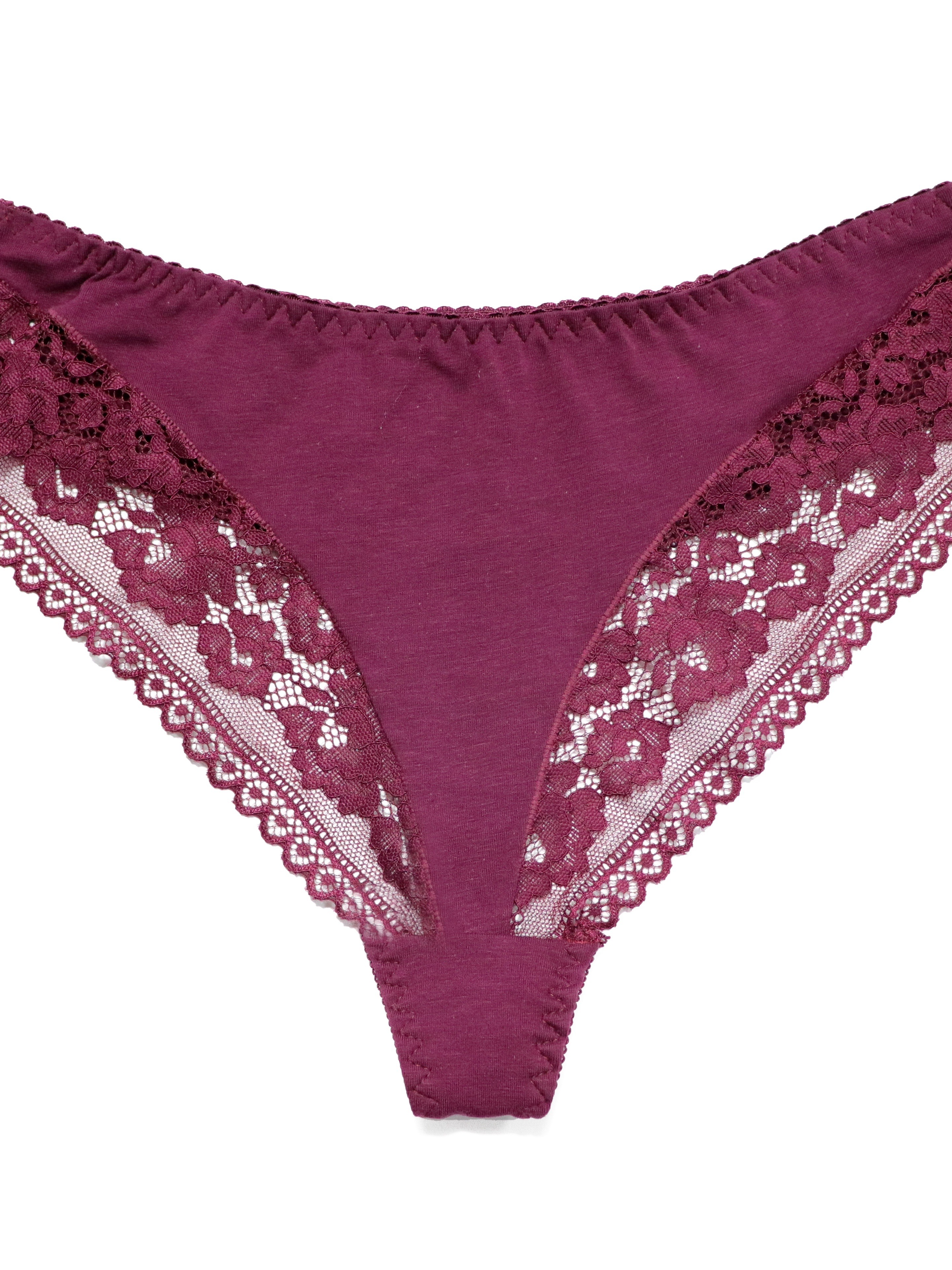 Elegant Moments Burgundy Velvet Lace Bra & High Waist Panty Set Plus Size 3X  - www.