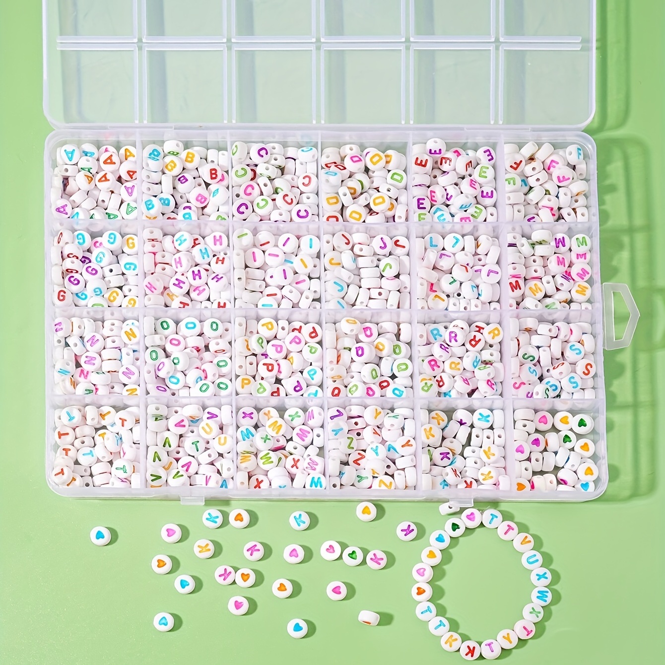 Colored Letter Beads With Elastic Thread For Diy - Temu