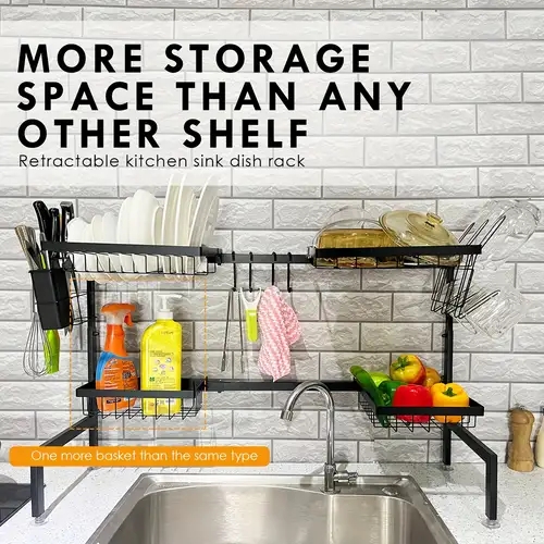 Retractable Kitchen Countertop Sink Dish Storage Rack, Multifunctional Bowl  Chopsticks Drain Rack With Multiple Basket, Space-saving Single And Double  Layer Holder, Kitchen Supplies - Temu