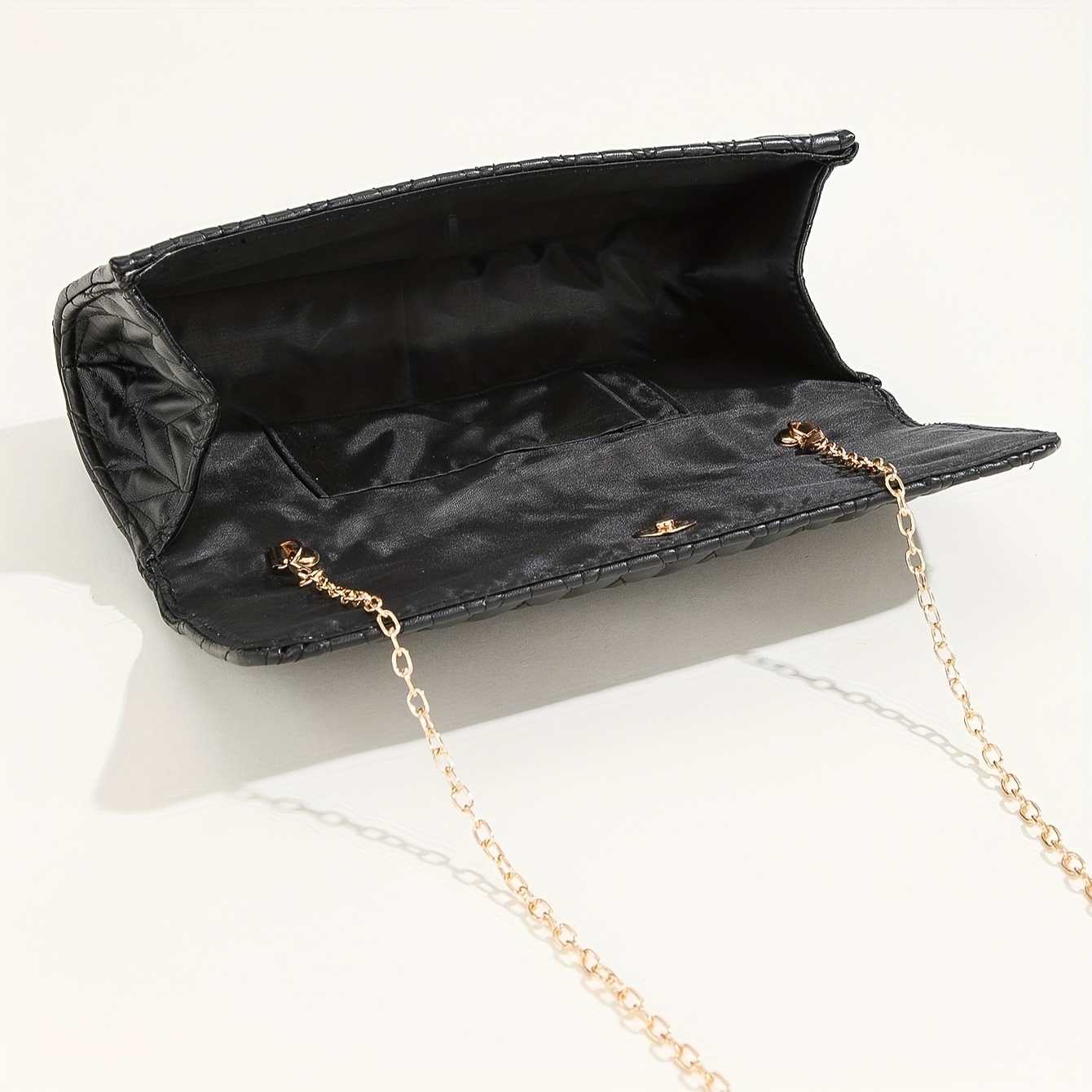 Minimalist Flap Square Bag Chain Strap Black