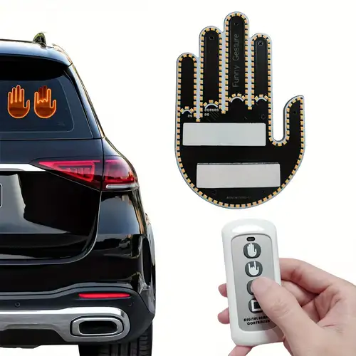 Universal Fun Car Middle Finger Led Light, With Remote Car Gadgets