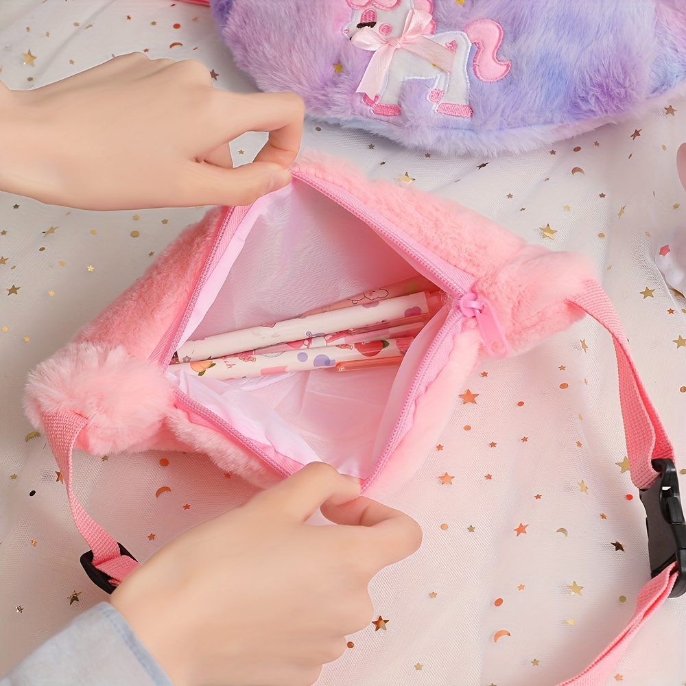 Fluffy Unicorn Chest Bag | Adjustable Strap Fanny Pack