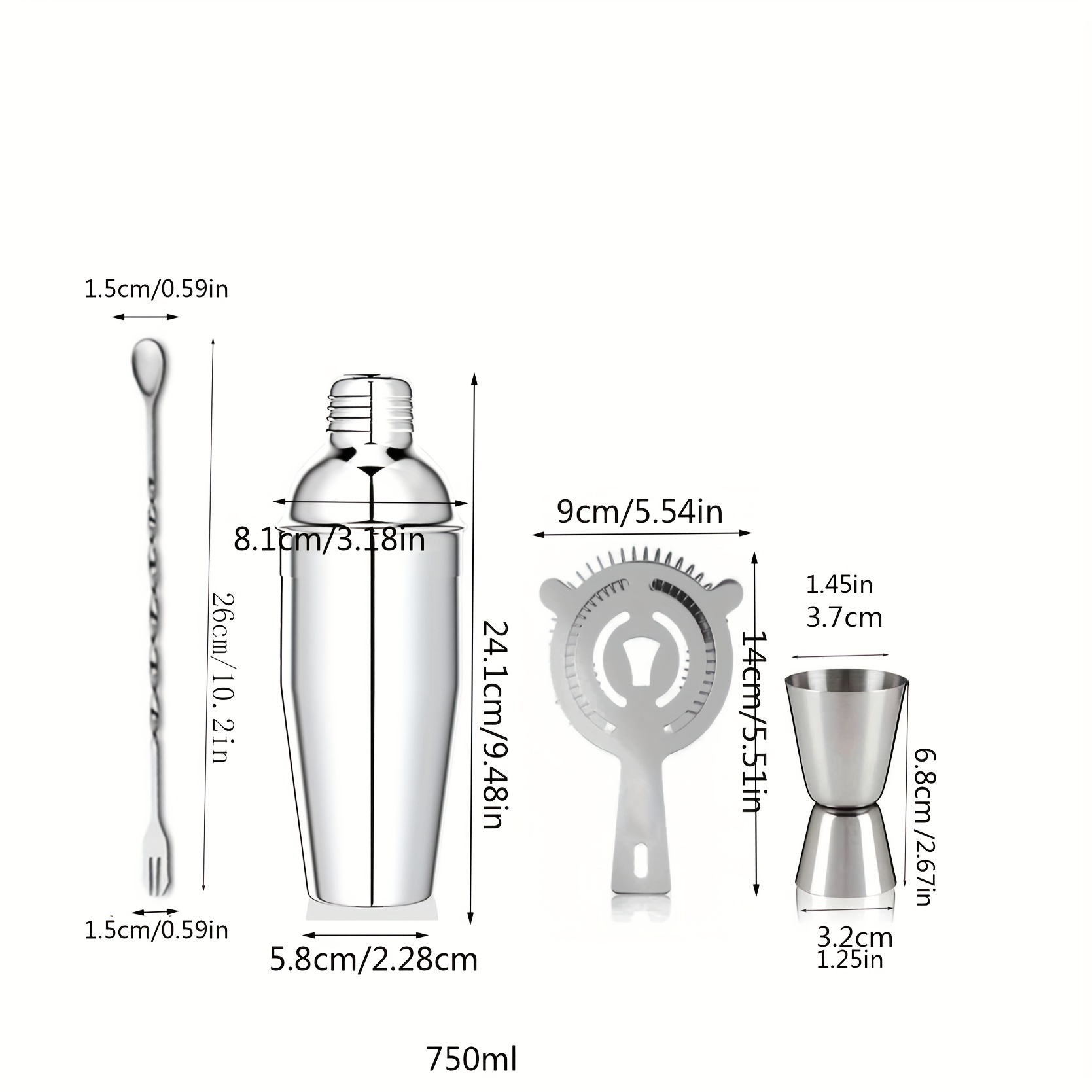 Achat Ensemble shaker à cocktail avec support – Kit de barman mixologie 17  pièces : shaker à martini de 750 ml, doseur, passoire, pilon, cuillère à  mélanger, pinces – Accessoires de bar