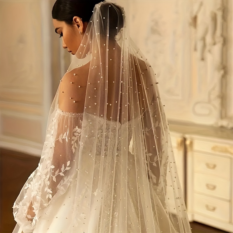 Bride Wedding Veil Glitter Veil Headdress Decorated - Temu