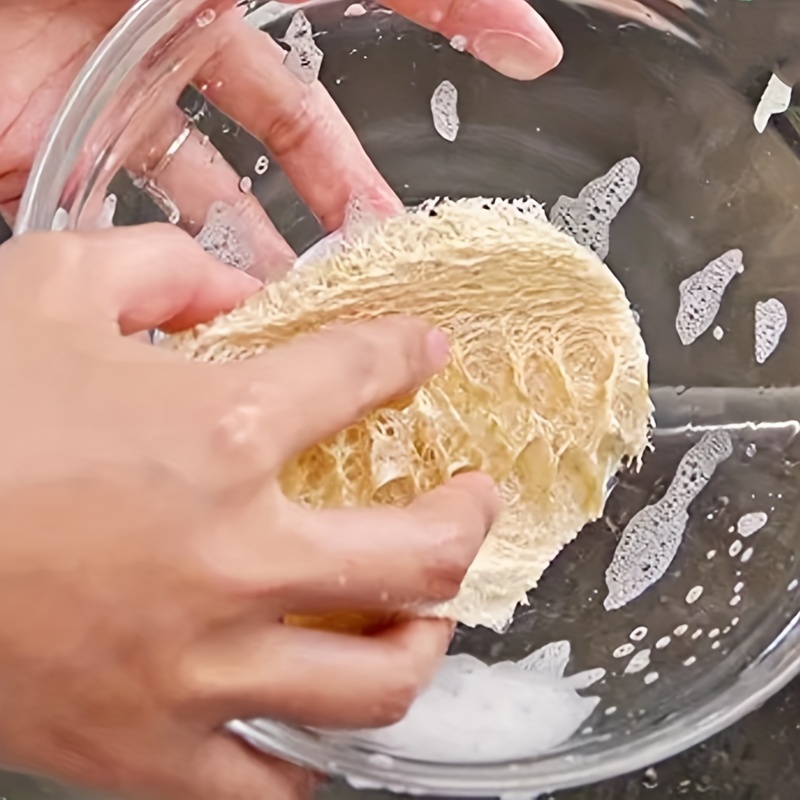 1pc Natural Loofah for Dishwashing and Kitchen Cleaning - Non-Stick, Oil-Free, and Long-Lasting