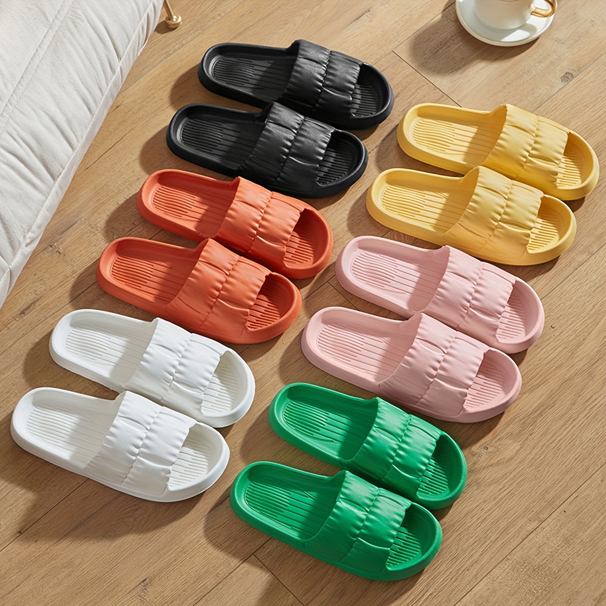 

Simple Solid Color Slides, Casual Open Toe Slip On Shoes, Comfortable Indoor Home Slides