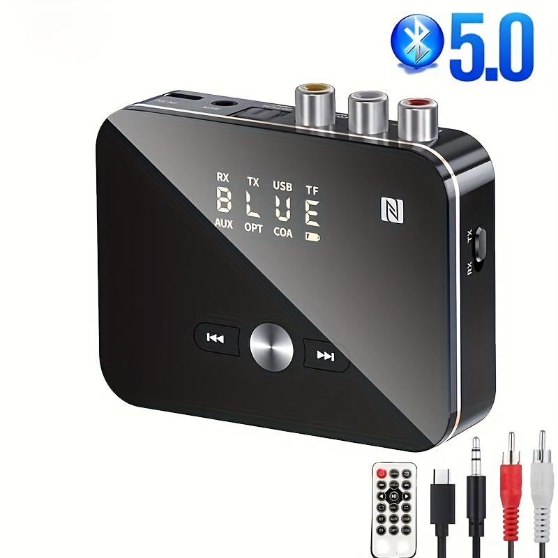 5.0 Transmisor / Receptor Adaptador de sonido ámbrico de 3,5 mm AUX 3,5 mm  RCA telemando óptico para TV / Sistema de sonido domé Yotijar Receptor  bluetooth