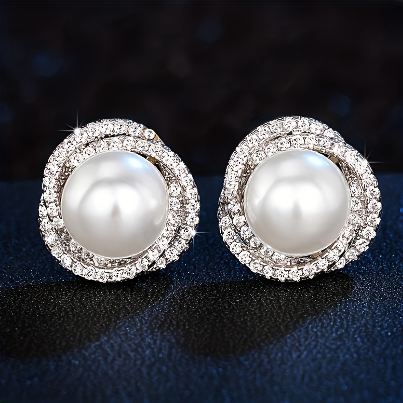 TEMU READKISS Aretes Elegantes de Estilo Francés con Perlas de para Mujeres - Piedra de de , Joyería para y Compromisos, Perlas Sintéticas K, Aretes