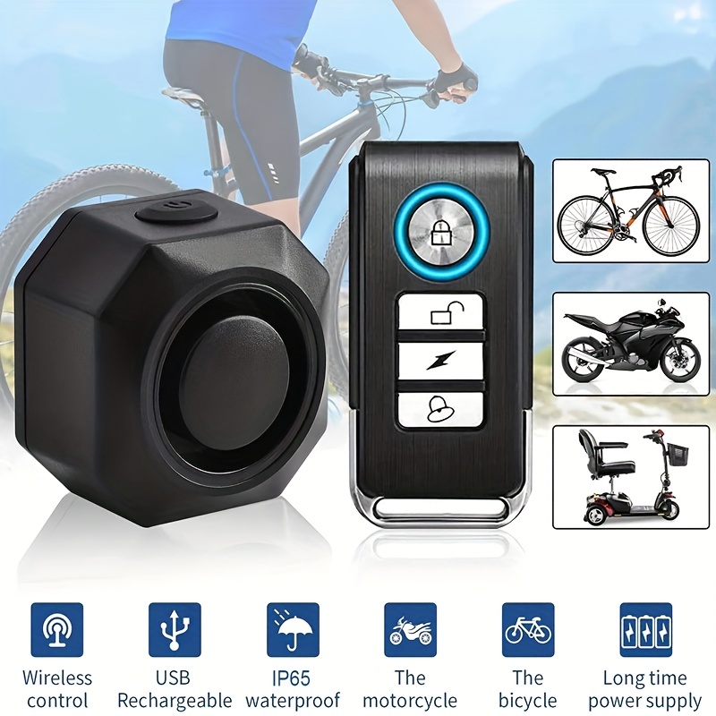 Wsdcam USB Rechargeable Bike Alarm with Remote, 110dB Loud Wireless Anti  Theft Vibration Motion Sensor Vehicle Security Alarm System Waterproof  Bicycle Trailer Motorcycle Alarm 