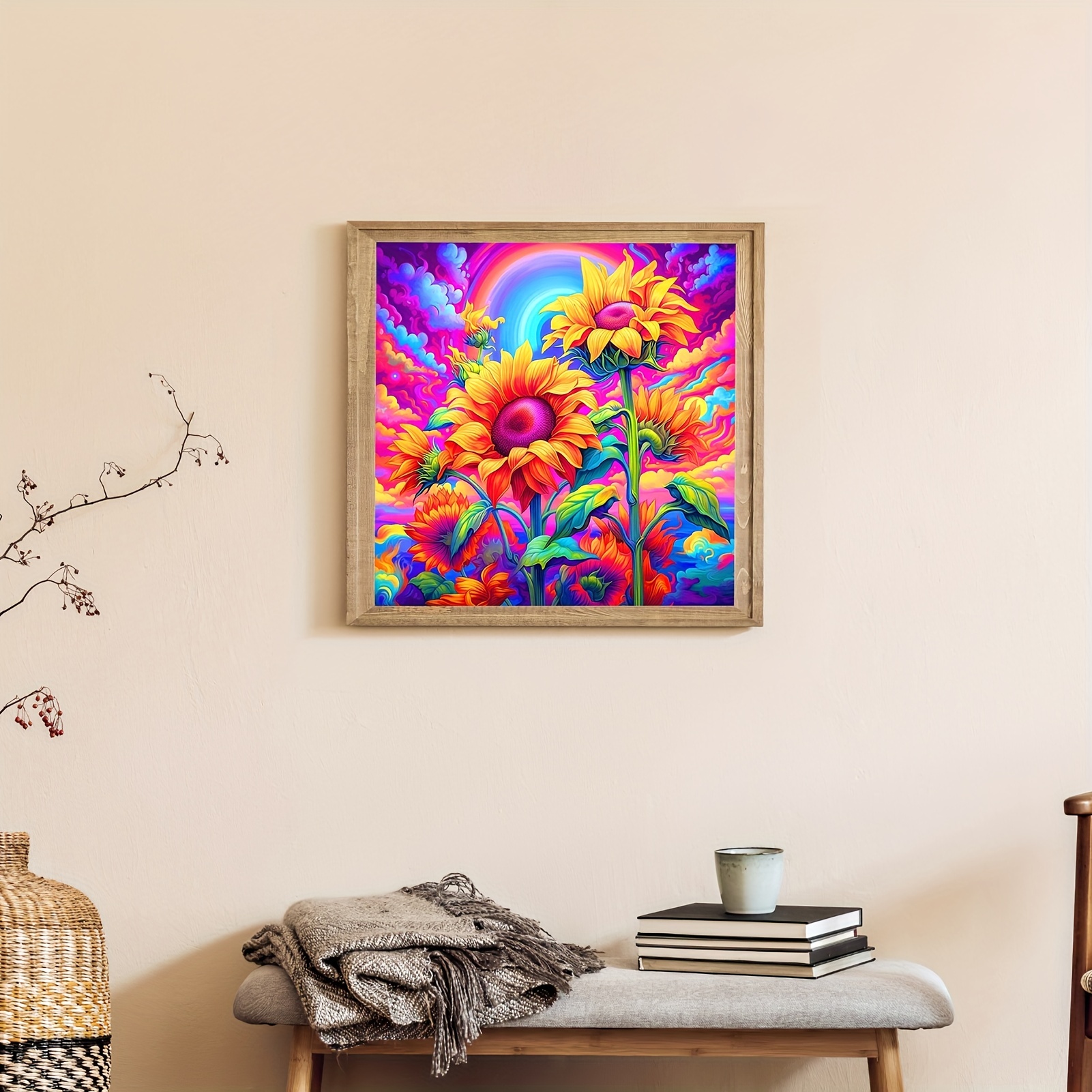 Frameless Diy 5d Artificial Diamond Painting Set Rainbow - Temu