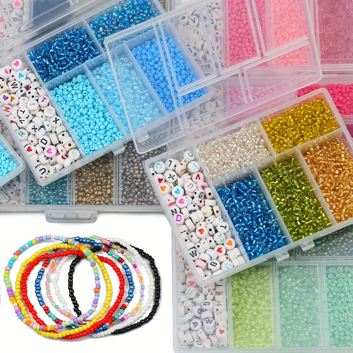 15 Grids 6-8mm Acrylic Assorted Color Round Bead Case Box, Diy Handmade  Bracelet Necklace Accessories, Beading Making Supplies, Ideal choice for  Gifts