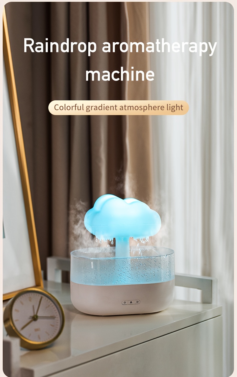 1PC Simulation Cloud Raindrop Humidifier, Creative Colorful Light Air  Humidifier,Cute Aesthetic Stuff Home Decor Room Decor Fall Winter Essential  Back